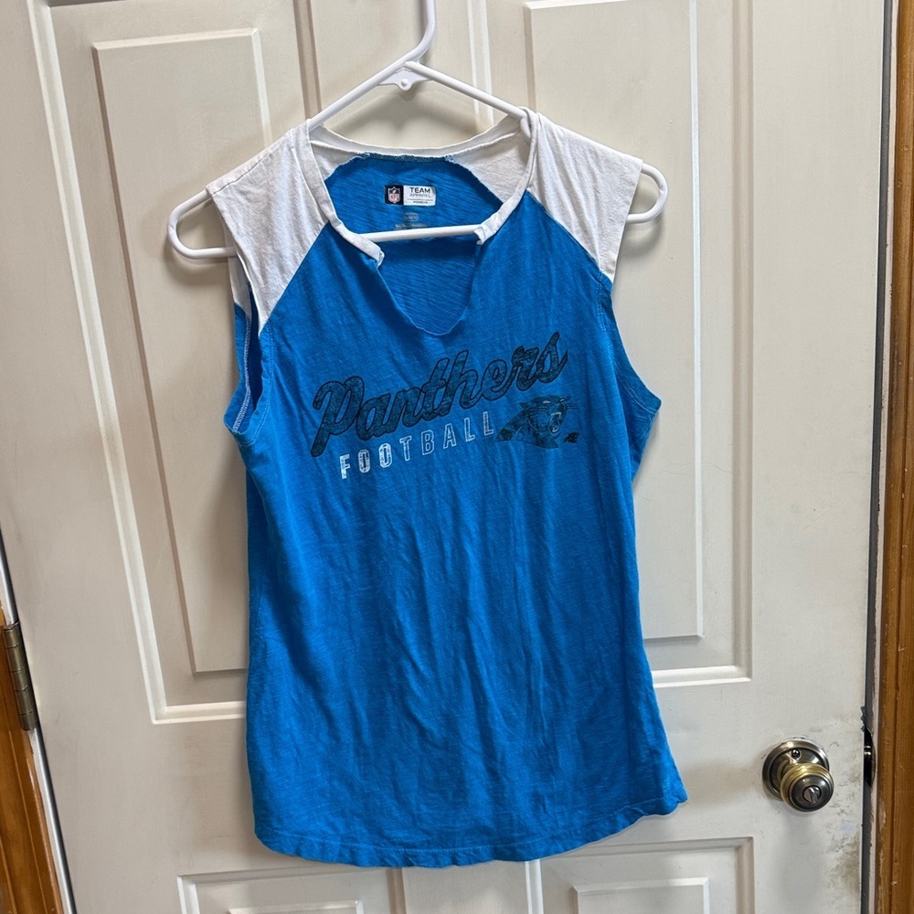 Blue and White Carolina Panthers Football Baseball Tee Tank Top size M